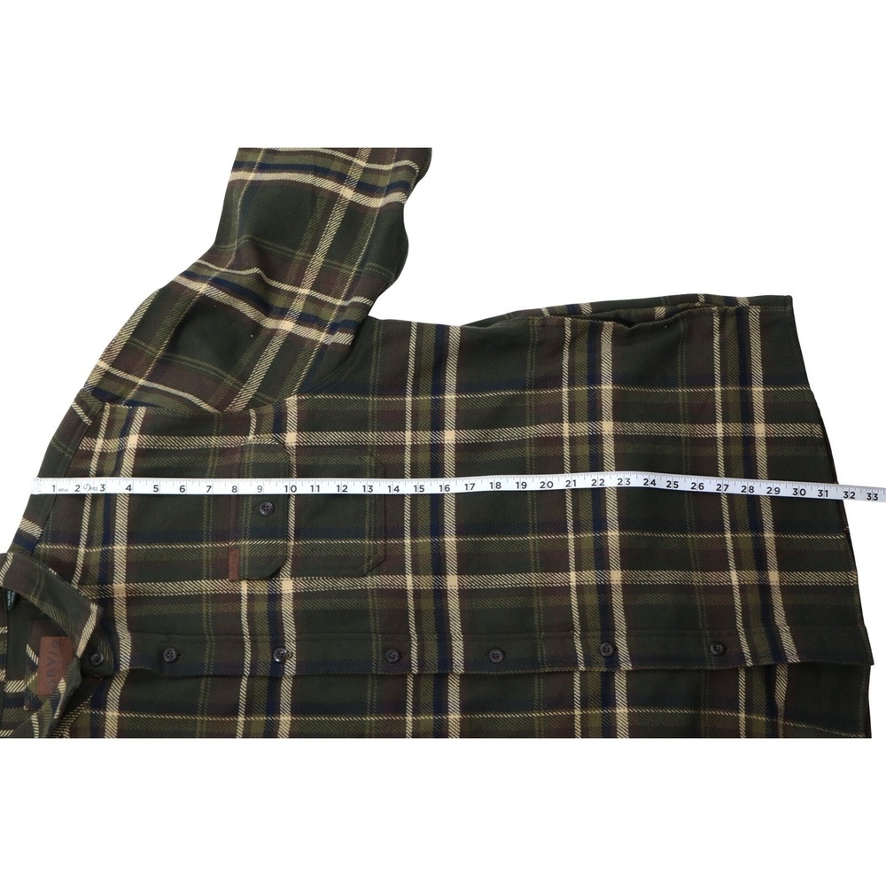 Orvis Shacket Mens XXL Green Plaid Heavyweight Flannel Button Down‎ Shirt Jacket - Picture 4 of 9